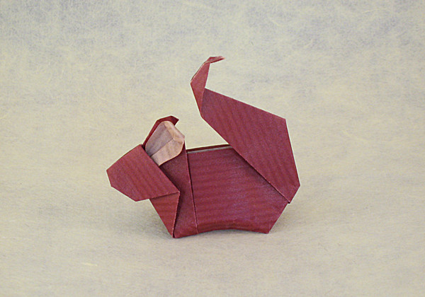 Origami Squirrel by Kunihiko Kasahara. Folded from a square of Kraft origami paper by Gilad Aharoni on giladorigami.com