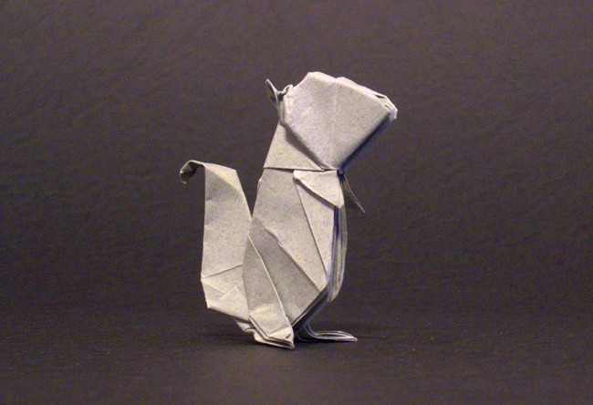 Origami Squirrel by Kunihiko Kasahara. Folded from a square of art paper by Gilad Aharoni on giladorigami.com