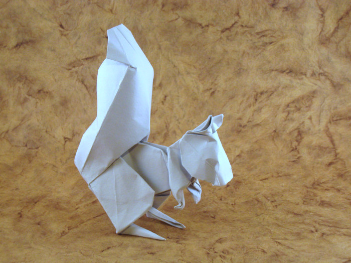 Origami Squirrel by Stephan Weber. Wet-folded from a square of cardstock by Gilad Aharoni on giladorigami.com