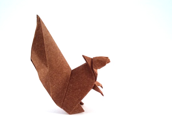 Origami Squirrel by Makoto Yamaguchi. Folded from a square of Speckle-Design paper by Gilad Aharoni on giladorigami.com