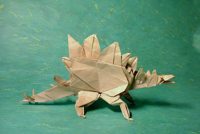 Origami Stegosaurus by Ronald Koh. Folded by Gilad Aharoni on giladorigami.com