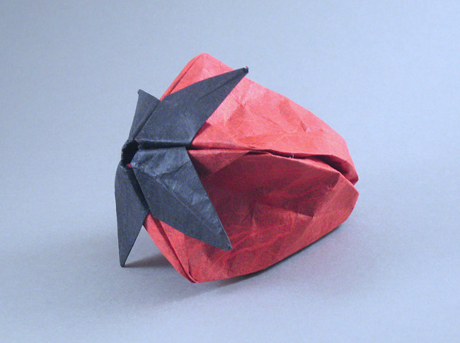Origami Strawberry by Rae Cooker. Folded by Gilad Aharoni on giladorigami.com