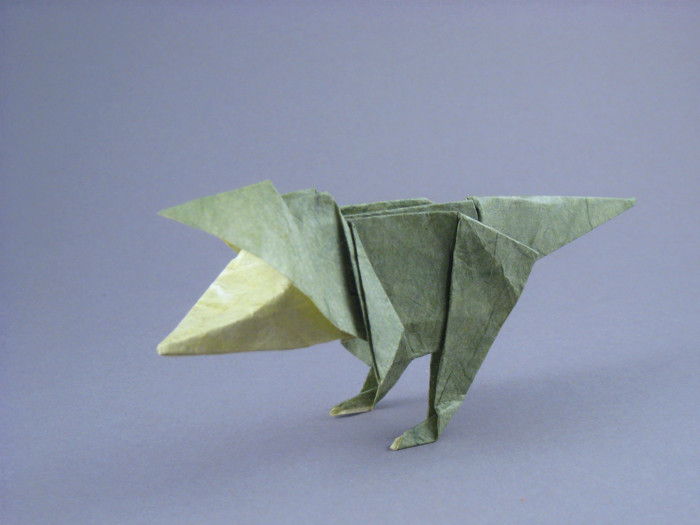 Origami Tyrannosaurus - baby by Issei Yoshino. Folded by Gilad Aharoni on giladorigami.com