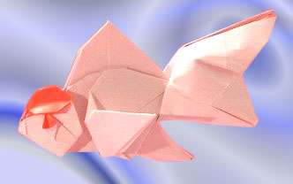 Origami Goldfish - Tancho Oranda (V. 2) by Ronald Koh. Folded from a square of origami paper by Gilad Aharoni on giladorigami.com