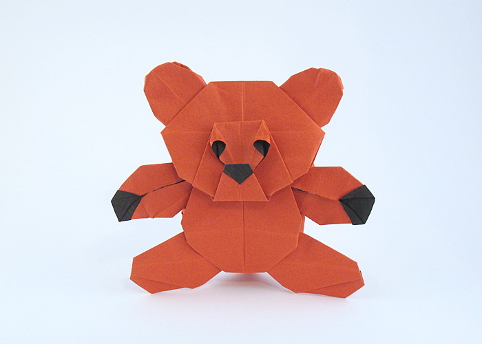Origami Teddy bear by Quentin Trollip. Folded from a square of Tant paper by Gilad Aharoni on giladorigami.com
