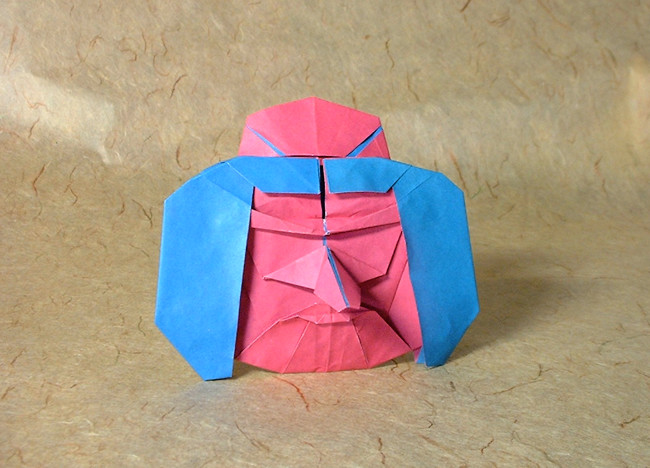 Origami Tengu by Seiji Nishikawa. Folded from a square of duo origami paper by Gilad Aharoni on giladorigami.com