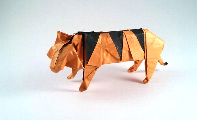 Origami Tiger by Ondrej E. Cibulka. Folded by Gilad Aharoni on giladorigami.com