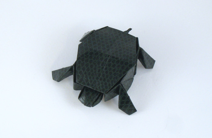 Origami Tortoise by Jun Maekawa. Folded from a rectangle of scrapbooking paper by Gilad Aharoni on giladorigami.com