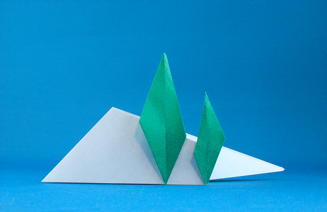 Origami Trees on a hillside by Eric Kenneway. Folded by Gilad Aharoni on giladorigami.com