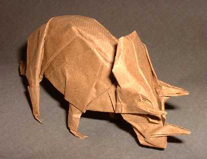 Origami Triceratops by Gabriel Alvarez Casanovas. Folded by Gilad Aharoni on giladorigami.com