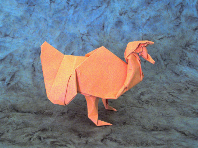 Origami Turkey by Jason Ku. Wet-folded from a square of Canson art paper by Gilad Aharoni on giladorigami.com