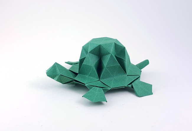 Origami Turtle by Beth Johnson. Folded from a hexagon of Kraft paper by Gilad Aharoni on giladorigami.com