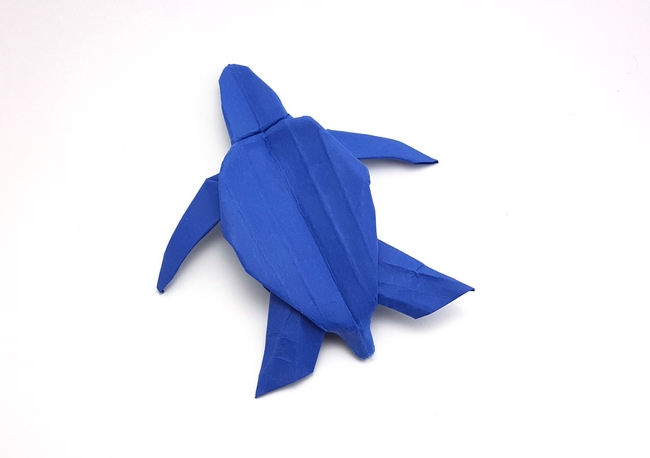 Origami Leatherback sea turtle by Michael G. LaFosse. Wet Folded from a square of art paper by Gilad Aharoni on giladorigami.com