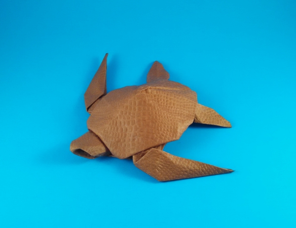 Origami Turtle by Akira Yoshizawa. Folded from a square of shizen handmade paper by Gilad Aharoni on giladorigami.com