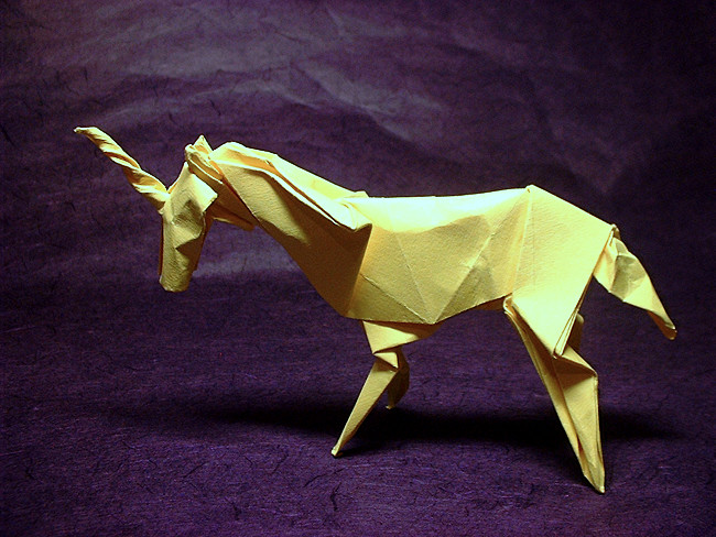Origami Unicorn by Gabriel Alvarez Casanovas. Folded by Gilad Aharoni on giladorigami.com