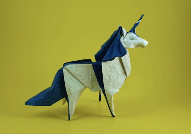 Origami Unicorn by Oriol Esteve. Folded by Gilad Aharoni on giladorigami.com