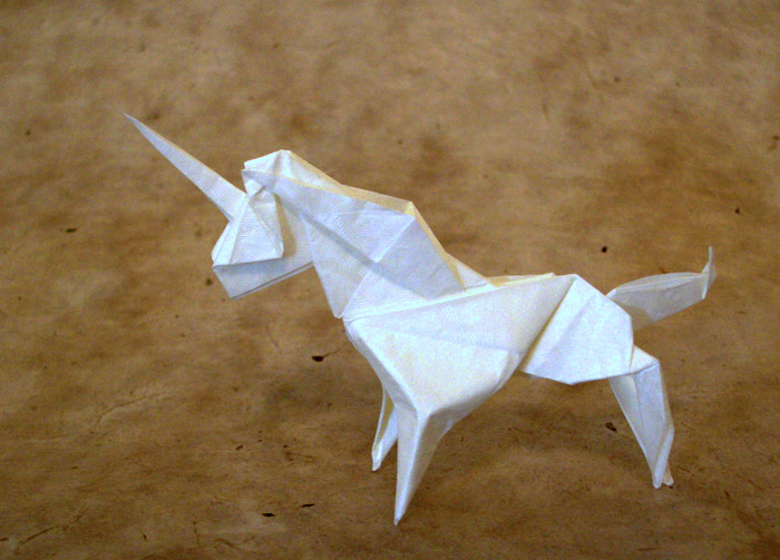 Origami Unicorn by Yamada Katsuhisa. Folded by Gilad Aharoni on giladorigami.com