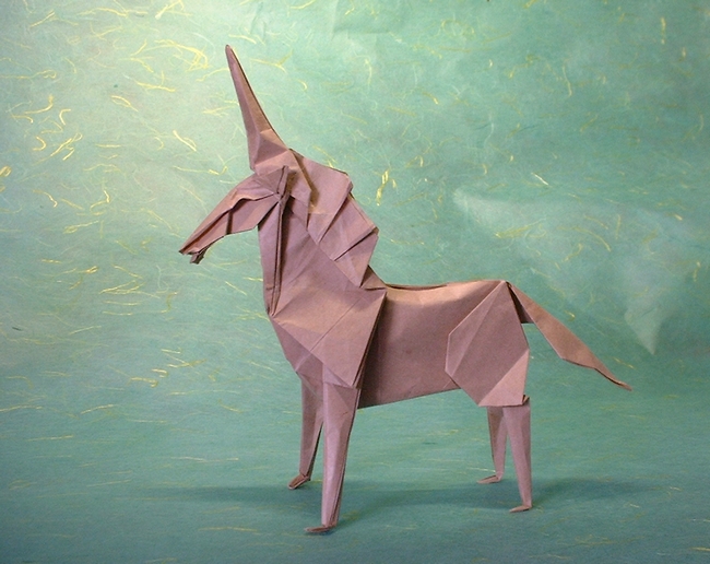 Origami Unicorn by Fumiaki Kawahata. Folded by Gilad Aharoni on giladorigami.com