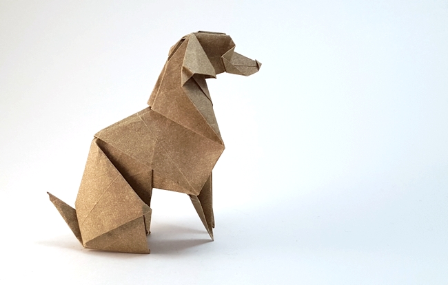 Origami Weimaraner by Roman Diaz. Folded by Gilad Aharoni on giladorigami.com