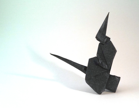 Origami Witch by Robert Harbin. Folded from a square of Nicolas Terry's tissue-foil by Gilad Aharoni on giladorigami.com