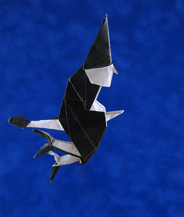 Origami Witch by Quentin Trollip. Folded from a square of origami paper by Gilad Aharoni on giladorigami.com