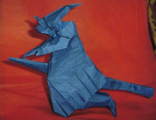 Origami Witch on broomstick by Jose Anibal Voyer. Folded by Gilad Aharoni on giladorigami.com