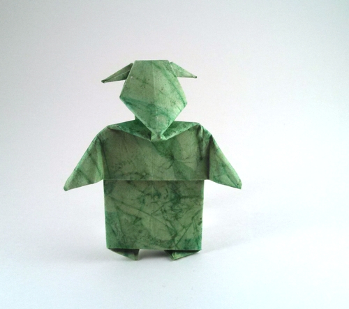 Origami Yoda by Chris Alexander. Folded from a square of art paper by Gilad Aharoni on giladorigami.com