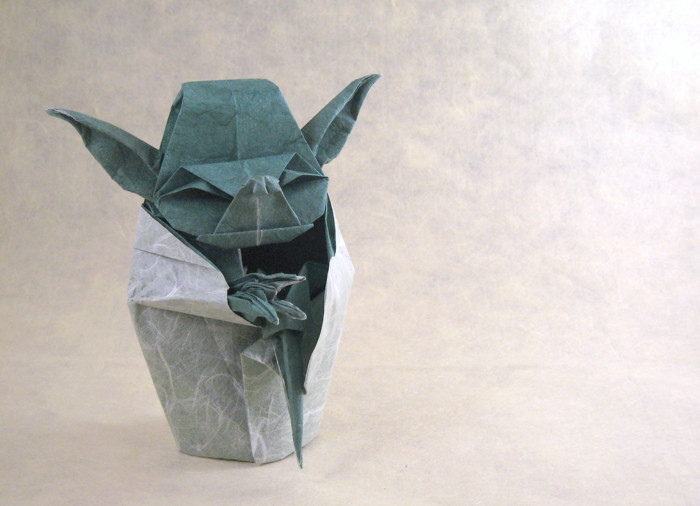 Origami Jedi Master Yoda by Fumiaki Kawahata. Folded by Gilad Aharoni on giladorigami.com