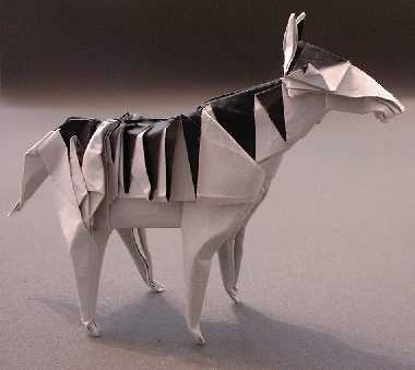 Origami Zebra by Fumiaki Kawahata. Folded by Gilad Aharoni on giladorigami.com